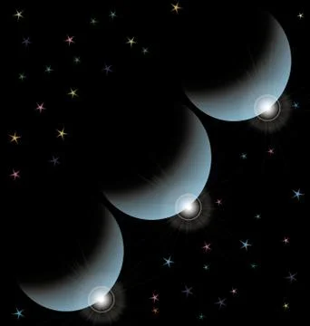 Hits three planets against the starry cosmos Stock Illustration