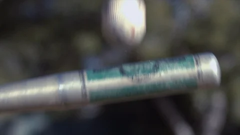 Hitting Baseball Close Up - Slow Motion Stock Footage 105878187