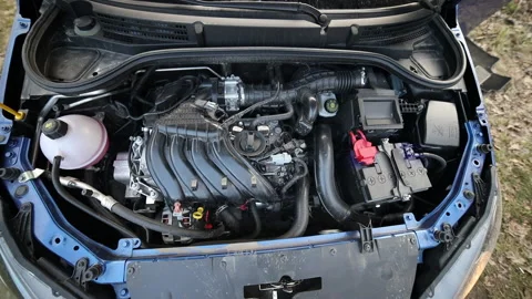 Hitting the camera. Moving forward. Simple 1.6 car motor Stock Footage 203918009