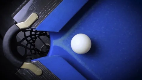 Hitting the cue ball number 4 on a blue billiard ball. The billiard ball hits Stock Footage 89152767