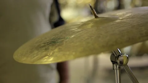 Hitting a cymbal close up Video stock 237624147