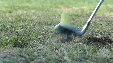 Hitting Golf Ball In Close Up, Slow Mo Stock Footage 90265021
