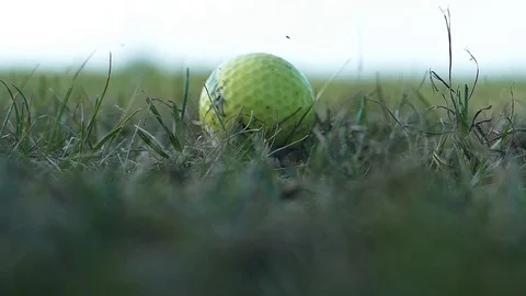 Hitting golf ball, Closeup, Slow Motion Stock Footage 90265022