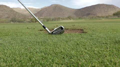 Hitting Golf ball with divot Stock Footage 39861912