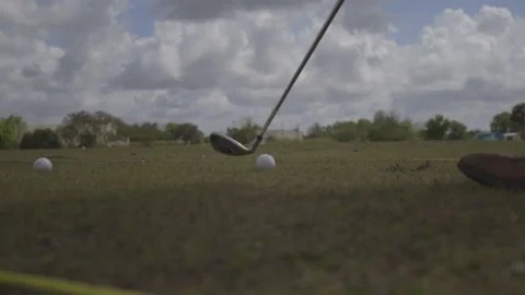 Hitting Golf Balls at Driving Range Stock Footage 141089303