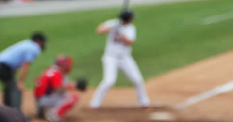 Hitting Home Run at Baseball Game Establishing Background Blur, 4K Stock Footage 63975437