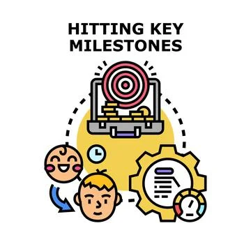 Hitting key milestones tracking growth achievement process Stock Illustration