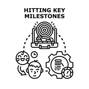 Hitting key milestones tracking growth achievement process Stock Illustration