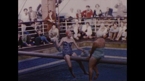 Hitting from a Pole over a swimming pool Video stock 251820652