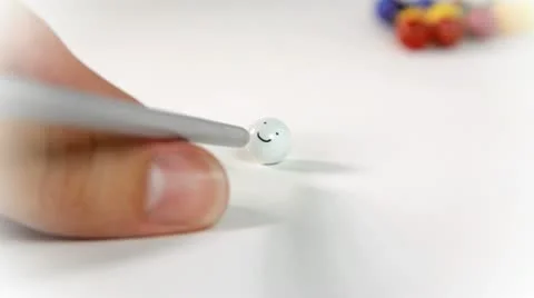 Hitting a smily face in pool table on white backround Video stock 12341780