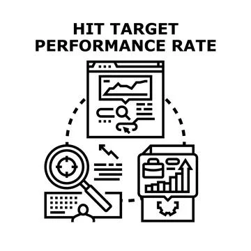 Hitting target performance rate with business analysis Stock Illustration