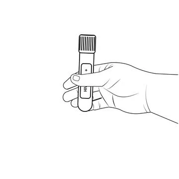 An HIV testing kit with a laboratory test tube for blood analysis. Vector Stock Illustration