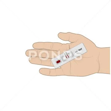 An HIV testing kit with a laboratory test tube for blood analysis ...