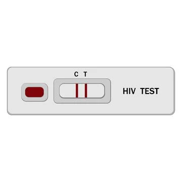 An HIV testing kit with a laboratory test tube for blood analysis. Vector Stock Illustration