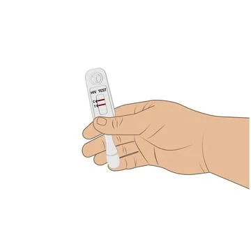 An HIV testing kit with a laboratory test tube for blood analysis. Vector Stock Illustration