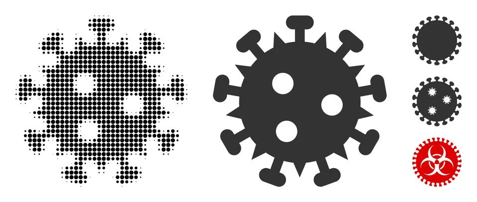 HIV Virus Halftone and Solid Icon Stock Illustration