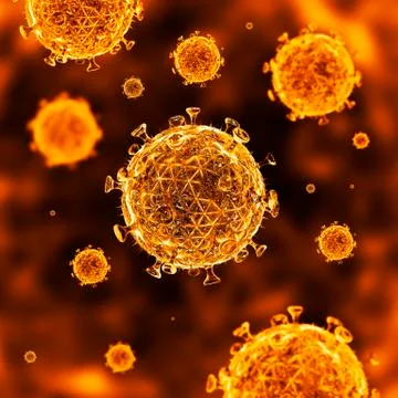 Hiv virus particles, artwork Stock Illustration