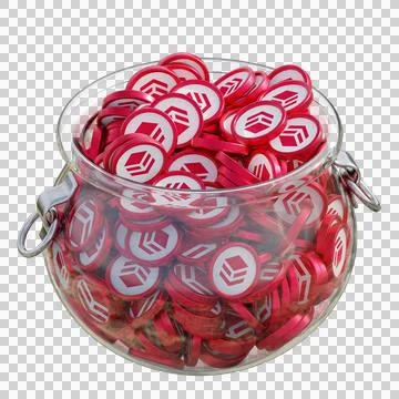 Hive in 3D crypto coin saving bank with stack coins on isolated background Stockfoto's