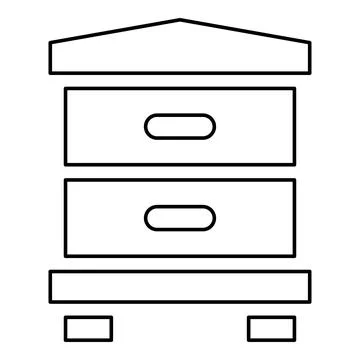 Hive bee house beehive apiary apiculture concept contour outline line icon .. Ilustração Stock