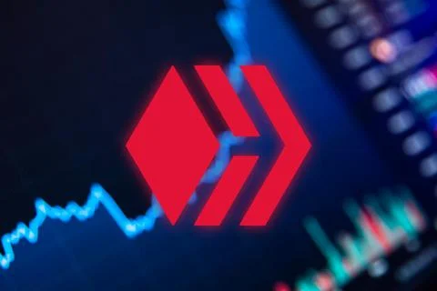 Hive HIVE Cryptocurrency. HIVE coin growth chart on the exchange, chart Stock Illustration
