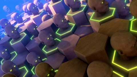 A Hive Of Humanoid Heads Stock Footage 263735451