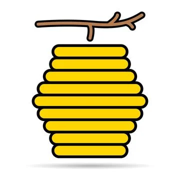 Hive natural shadow icon, bee web flat habitat sign, graphic vector illustrat Stock Illustration