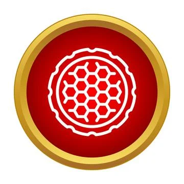 Hive pattern inside a red and gold circle icon Stock Illustration