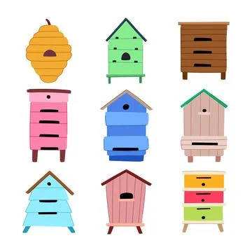 Hive set cartoon vector illustration Stock Illustration