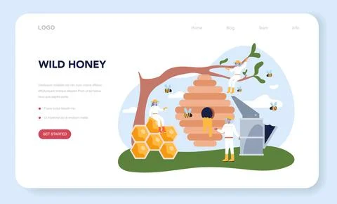 Hiver or beekeeper web banner or landing page. Professional farmer Stock Illustration