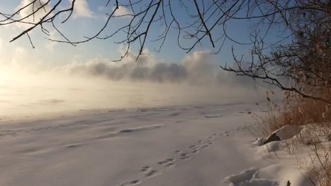 Hiver Winter River Fleuve Ice Smoke Fumée Courant Current 스톡 동영상 169230868