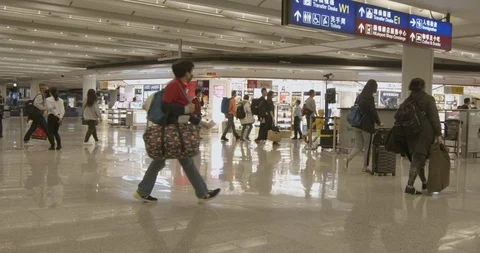 HK - Covid-19 - Temperature Check - Aiport 1 Stock Footage 126872645