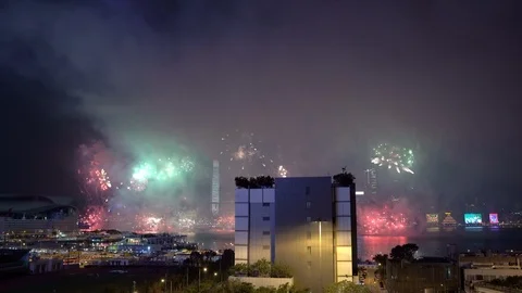 HK Fireworks 2019 Stock Footage 100800036