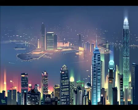 HK Graphic skyline Stock Illustration