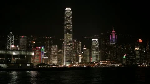 HK Harbor Night Stockbeeldmateriaal 11979785