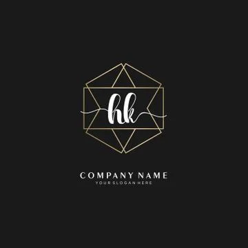 HK Initial handwriting logo geometric template vector Ilustração Stock