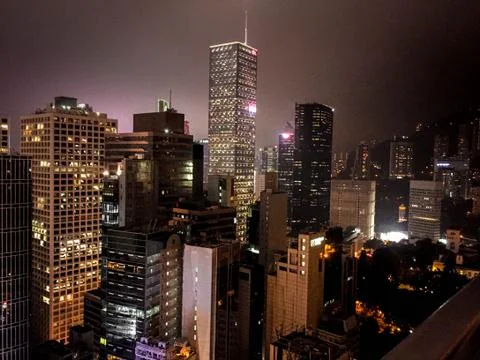 HK by night Stock Photos