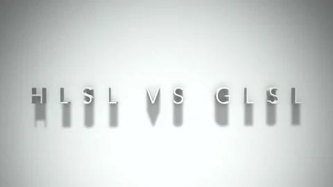 Hlsl vs glsl 3D title animation white text on a white background Stock Footage 299426727