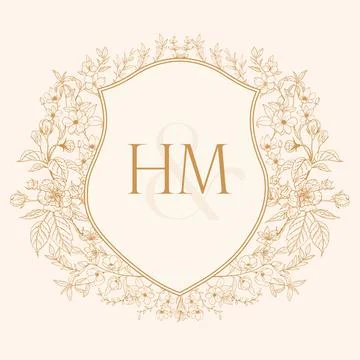 HM Initial Wedding Monogram Logo Crest Stock Illustration