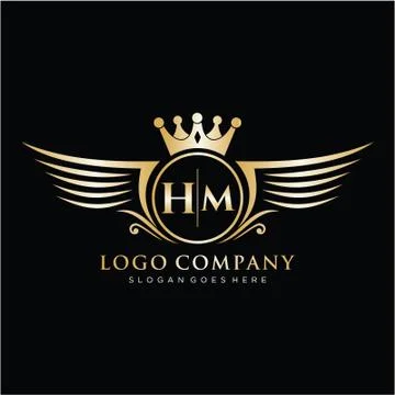 HM Letter Initial with Royal Wing Logo Template. Stock Illustration
