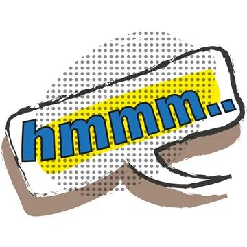 Hmmm speech box comic cartoon vector on white 스톡 일러스트