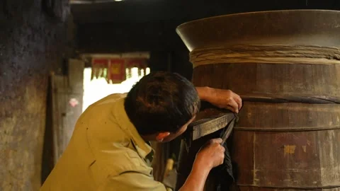 Hmong corn wine in Ban Pho Bac Ha Stock Footage 262059536
