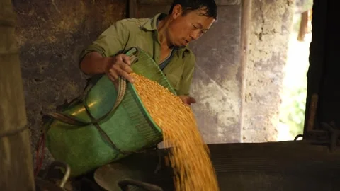 Hmong corn wine in Ban Pho Bac Ha Stock Footage 262059565