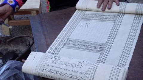 Hmong hilltribe draws pattern. Stock Footage 76380568