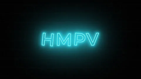 HMPV neon text animation on Black background. Seamless looping video Stock Footage 299575770