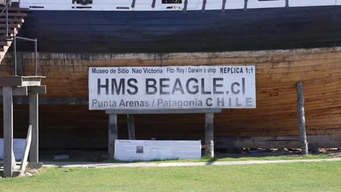 HMS Beagle Historic Ship Replica in Nao Victoria Museum in Punta Arenas, Chile Stock Footage 342892033
