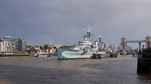 HMS Belfast 4 Stockbeeldmateriaal 211031391