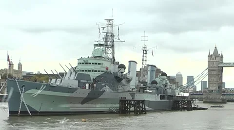 HMS Belfast - Battleship Stock Footage 43083665