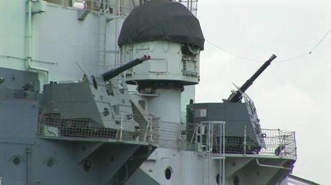 HMS Belfast guns Stock Footage 63150156