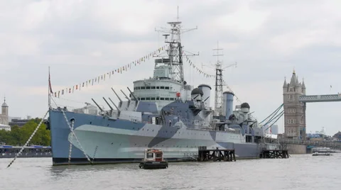 HMS Belfast, London Stock Footage 56461889