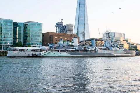 HMS Belfast is a museum ship. Stock Photos